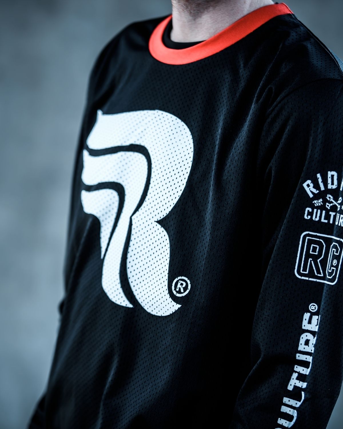 Logo White Mesh Jersey Black Longsleeve Men