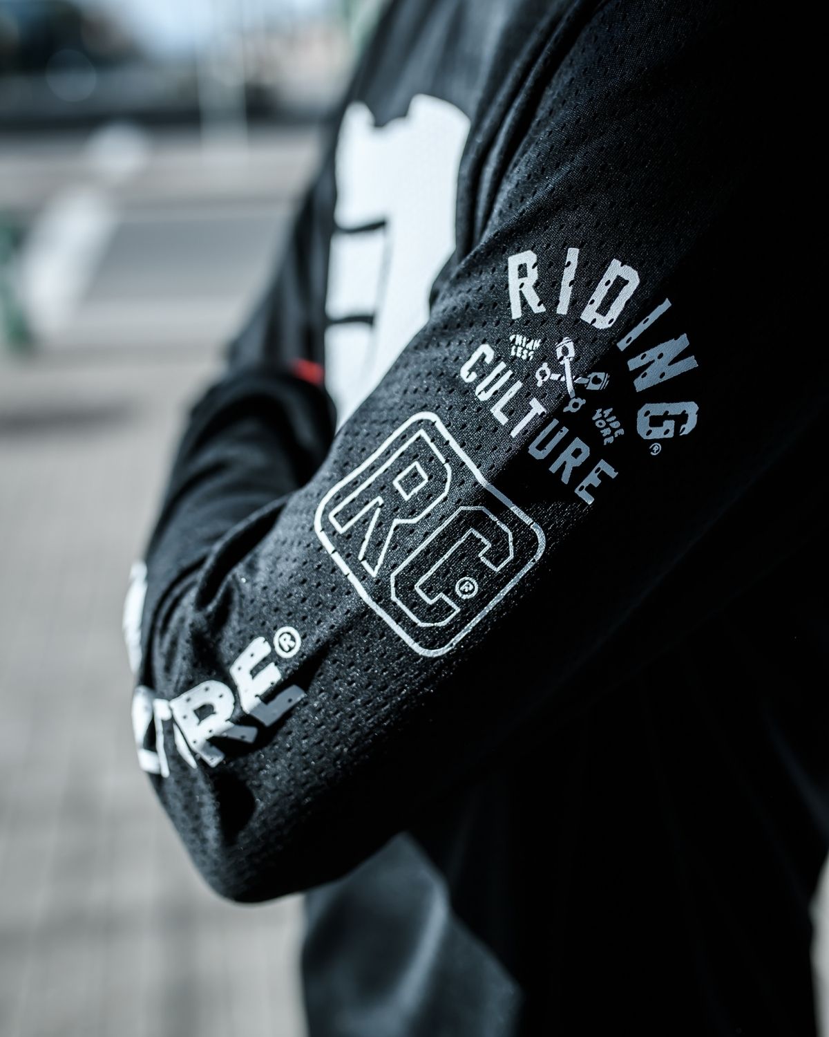 Logo White Mesh Jersey Black Longsleeve Men