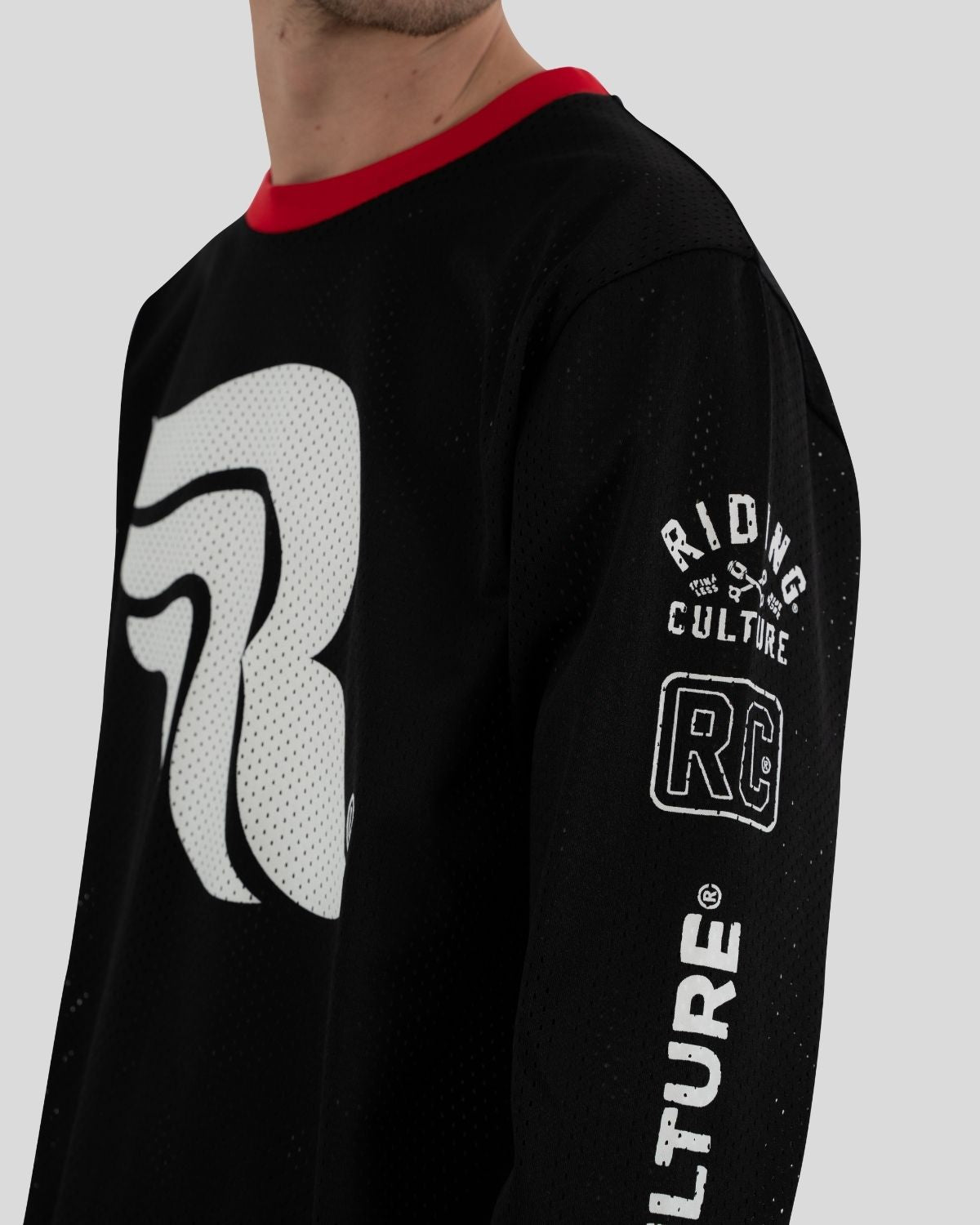 Logo White Mesh Jersey Black Longsleeve Men