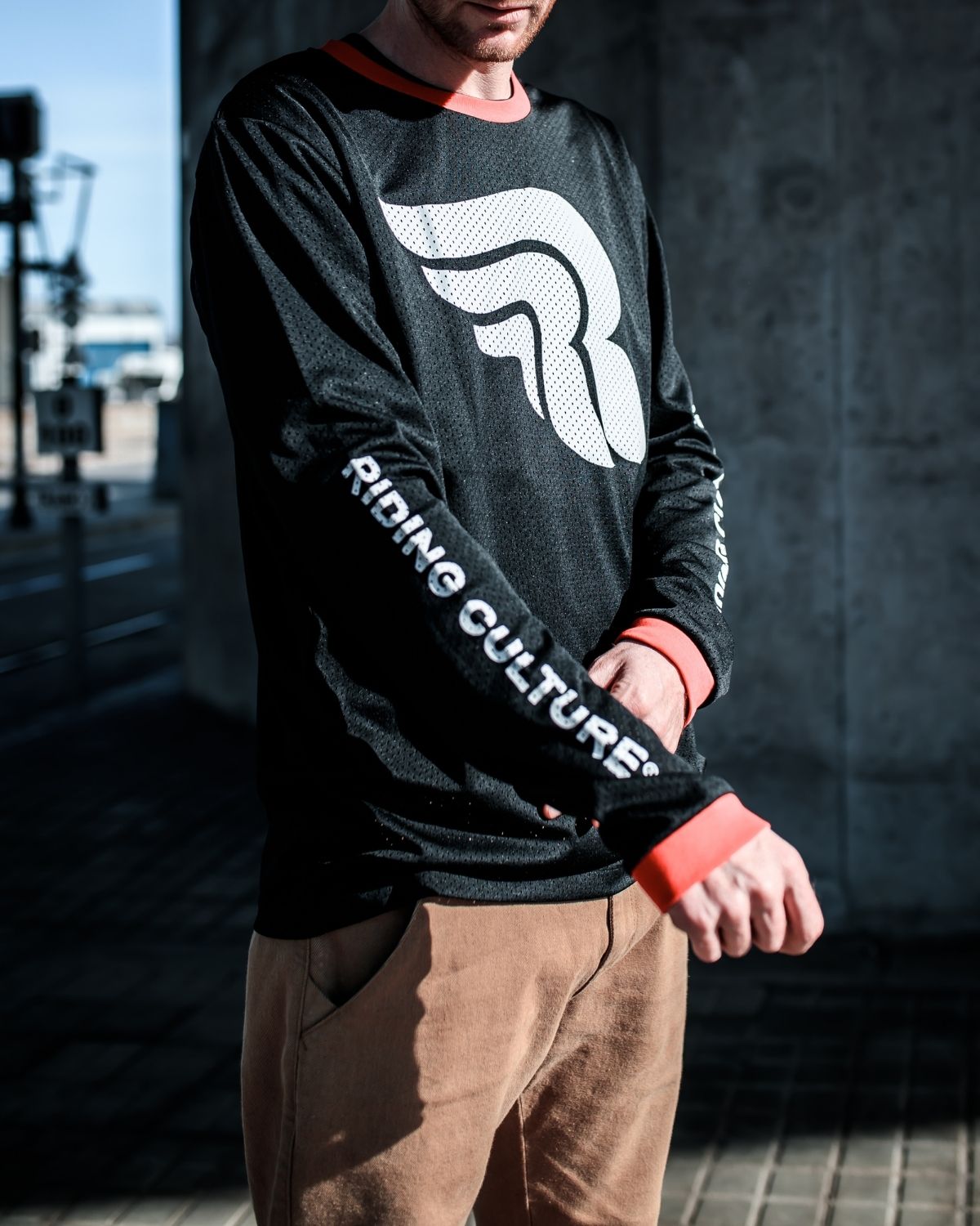Logo White Mesh Jersey Black Longsleeve Men